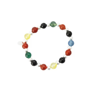 Pulsera Agatas de Colores 8mm - Plata