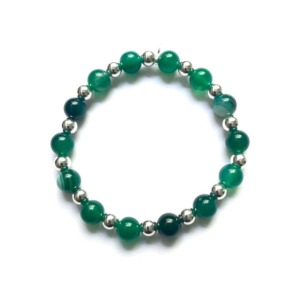 Pulsera Agata Verde 8mm - Plata