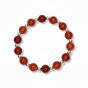 Pulsera Piedra Cornalina 8mm - Plata
