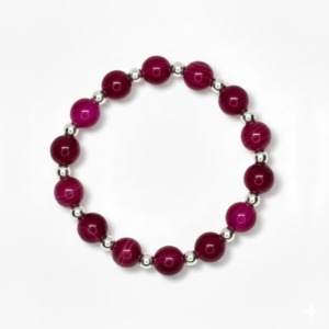 Pulsera Agata Fucsia 8mm - Plata