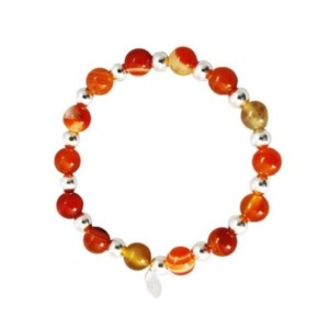 Pulsera Agata Naranja 8mm - Plata