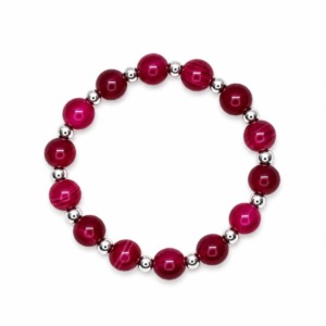 Pulsera Agata Fucsia 8mm - Plata