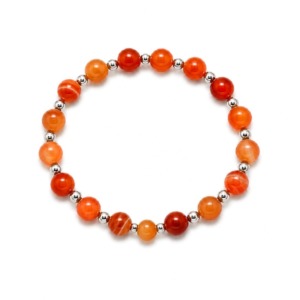 Pulsera Agata Naranja 8mm - Plata