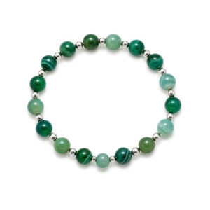 Pulsera Agata Verde 8mm - Plata