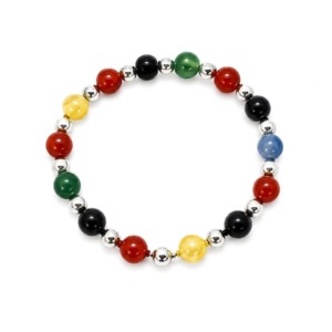 Pulsera Agatas de Colores 8mm - Plata