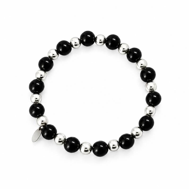 Pulsera Piedra Onix 8mm - Plata