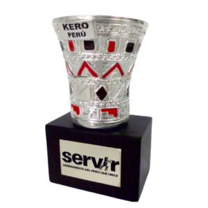 Vaso Kero con Base y Placa - Plaqué/Madera