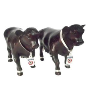 Vacas Talladas con Placa - Plata/Madera