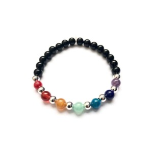 Pulsera 7 Chakras Onix - Plata