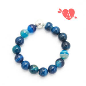 Pulsera de Agata Azul Grandes y Plata