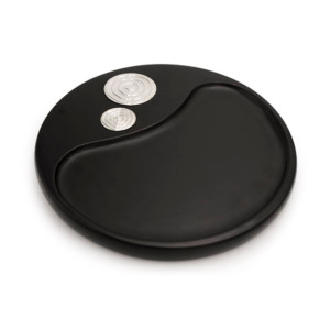 Quesera de 25cm con Aplique Espiral - Plata/Madera