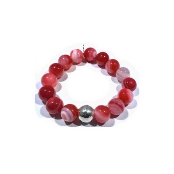 Pulsera Agata Cherry 12mm - Plata