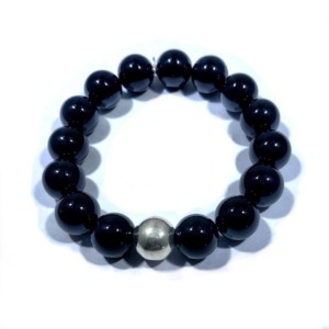 Pulsera Piedra Onix 12mm - Plata