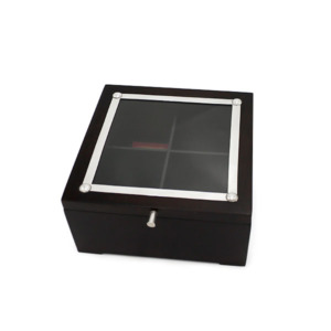 Porta Té 4 Divisiones - Plata/Madera