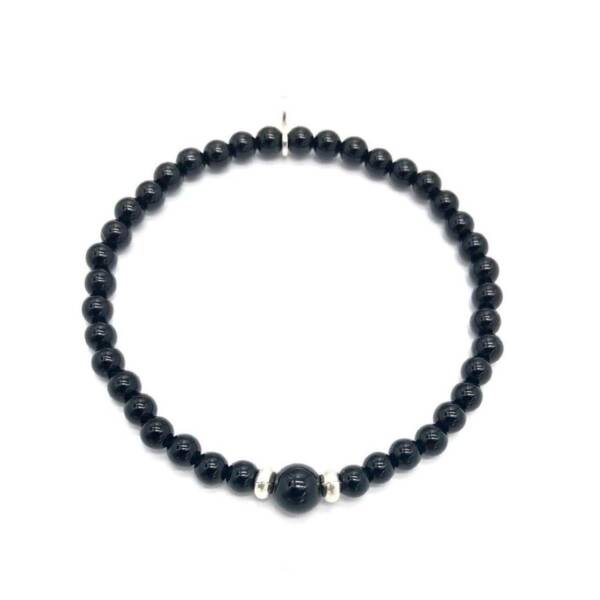 Pulsera Piedra Onix 4mm - Plata