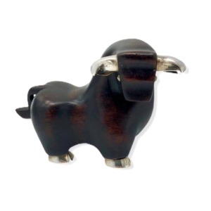 Toro Estilizado - Plata/Madera**