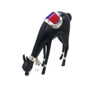 Vicuña Telar Rojo Cuello Abajo - Plata/Madera**