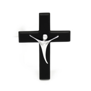 Cristo Chico con Cruz de Madera - Peltre/Madera