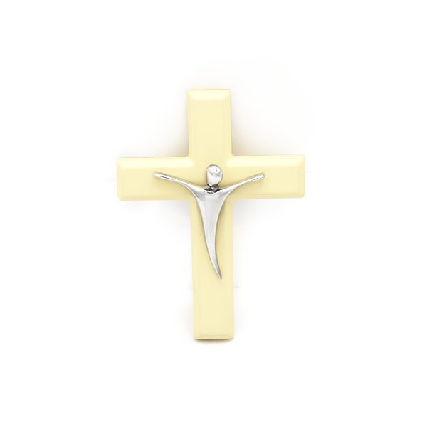 Cristo Chico con Cruz Beige - Peltre/Madera