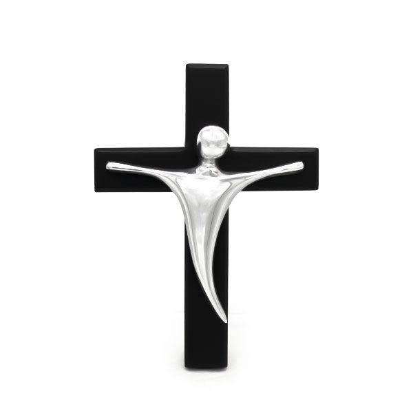 Cristo Grande con Cruz - Peltre/Madera