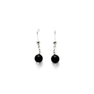 Aretes Piedra Onix 8mm - Plata
