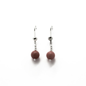 Aretes Piedra Salmón 8mm - Plata