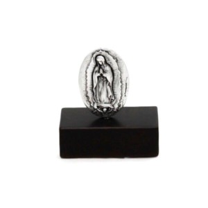 Virgen de Guadalupe Oval con Bloque - Plaqué/Madera