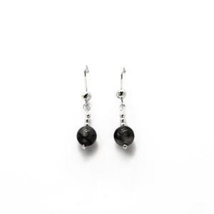 Aretes Agata Gris 8mm - Plata