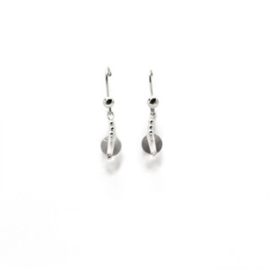 Aretes Piedra Cuarzo Cristal 8mm - Plata