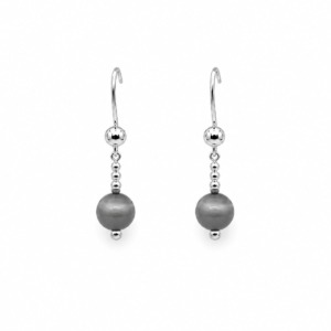 Aretes Agata Gris 8mm - Plata
