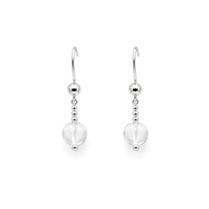 Aretes Piedra Cuarzo Cristal 8mm - Plata