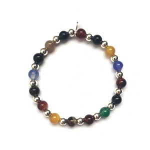 Pulsera Agata Colores 6mm - Plata