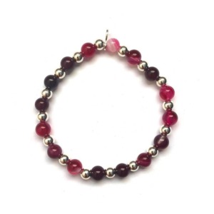 Pulsera Agata Fucsia 6mm - Plata