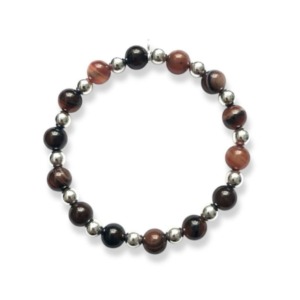 Pulsera Agata Marrón 8mm - Plata