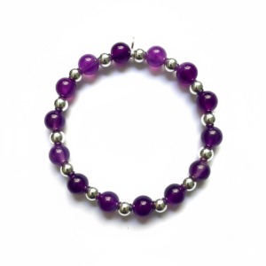Pulsera Agata Morada 8mm - Plata
