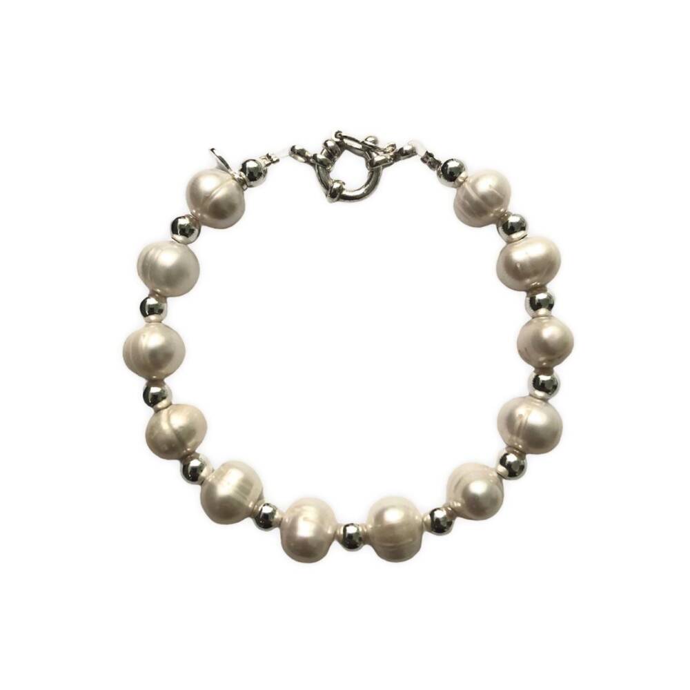 Pulsera Perlas Barrocas - Plata