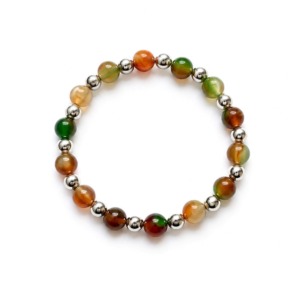 Pulsera Agata Hindú 8mm - Plata