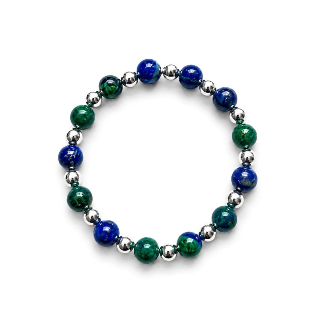 Pulsera Crisocola 8mm - Plata