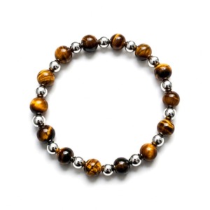 Pulsera Ojo de Tigre 8mm - Plata