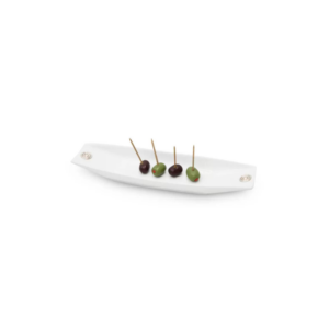 Fuente Rectangular con Espirales - Cerámica/Plata