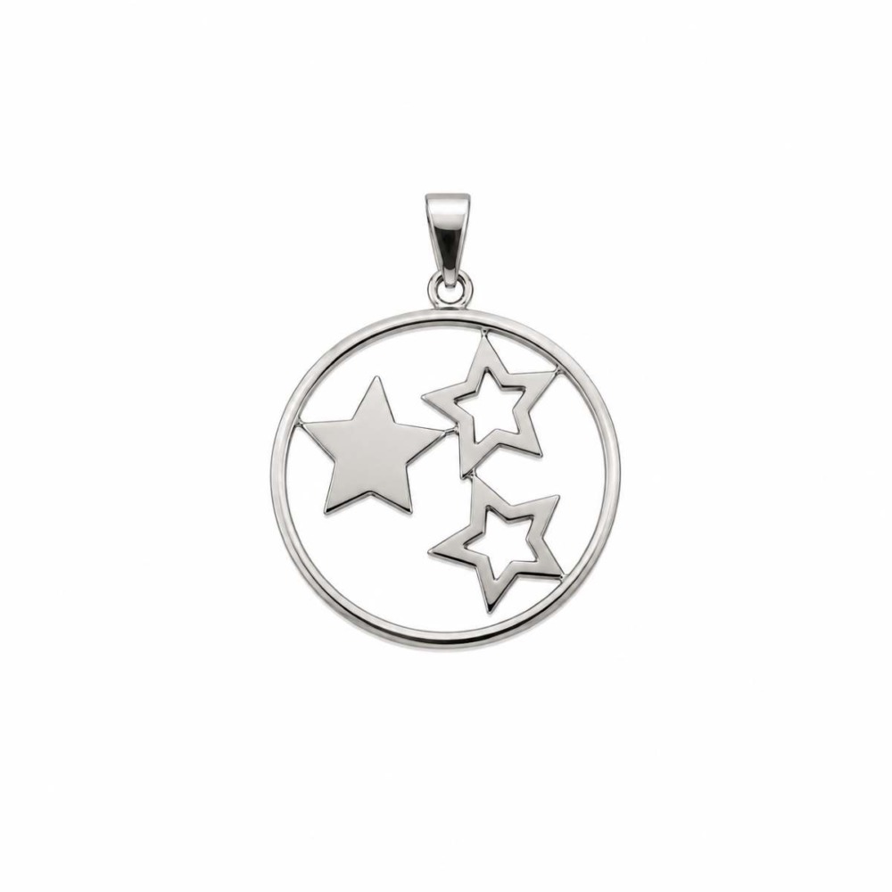 Dije Estrellas Circular y Cadena - Plata