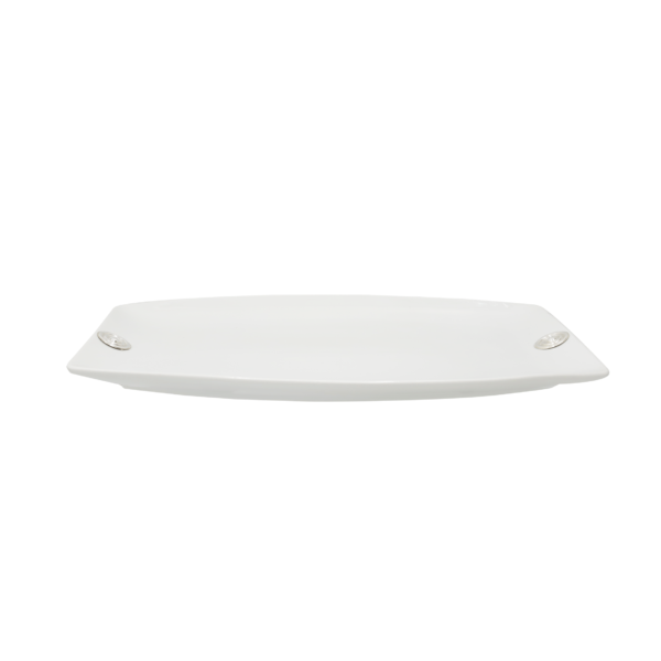 Fuente Rectangular 35cm con Espirales - Cerámica/Plata - Imagen 3