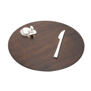 Tabla de Queso 22cm Ratón y Cuchillo - Plaqué/Madera