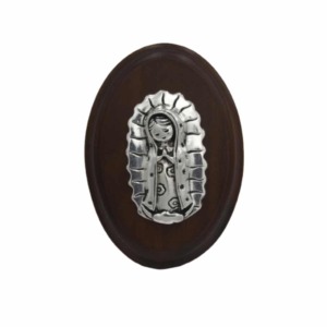 Medalla Oval 10cm Guadalupe - Plaqué/Madera