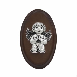 Medalla Oval 13cm Angel Rezando - Plaqué/Madera
