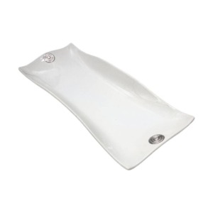 Fuente Rectangular Mediana con Espirales - Cerámica/Plata