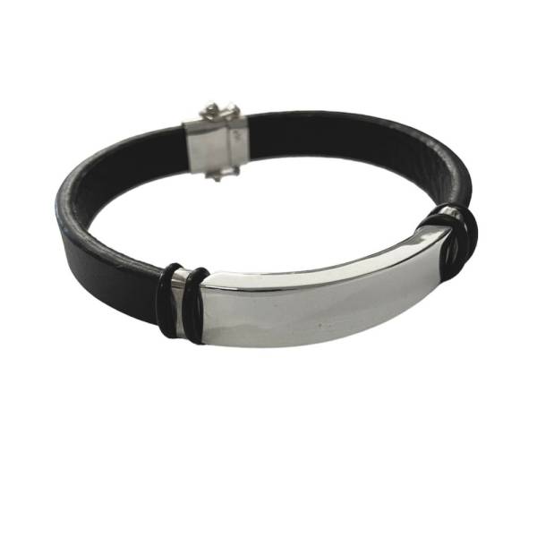 Pulsera Placa Biocuero - Plata