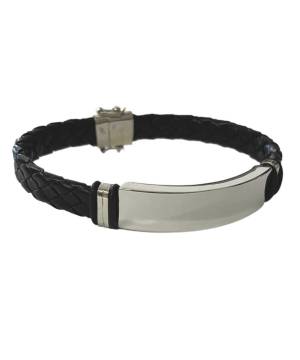 Pulsera Placa Biocuero - Plata