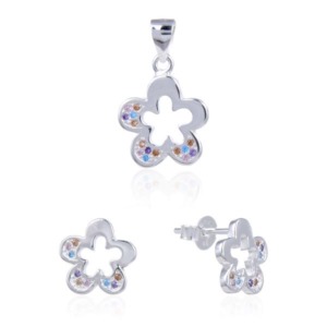 Juego Flor Brillo - Plata