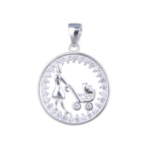 Dije De Madre e Hijo Brillos - Plata